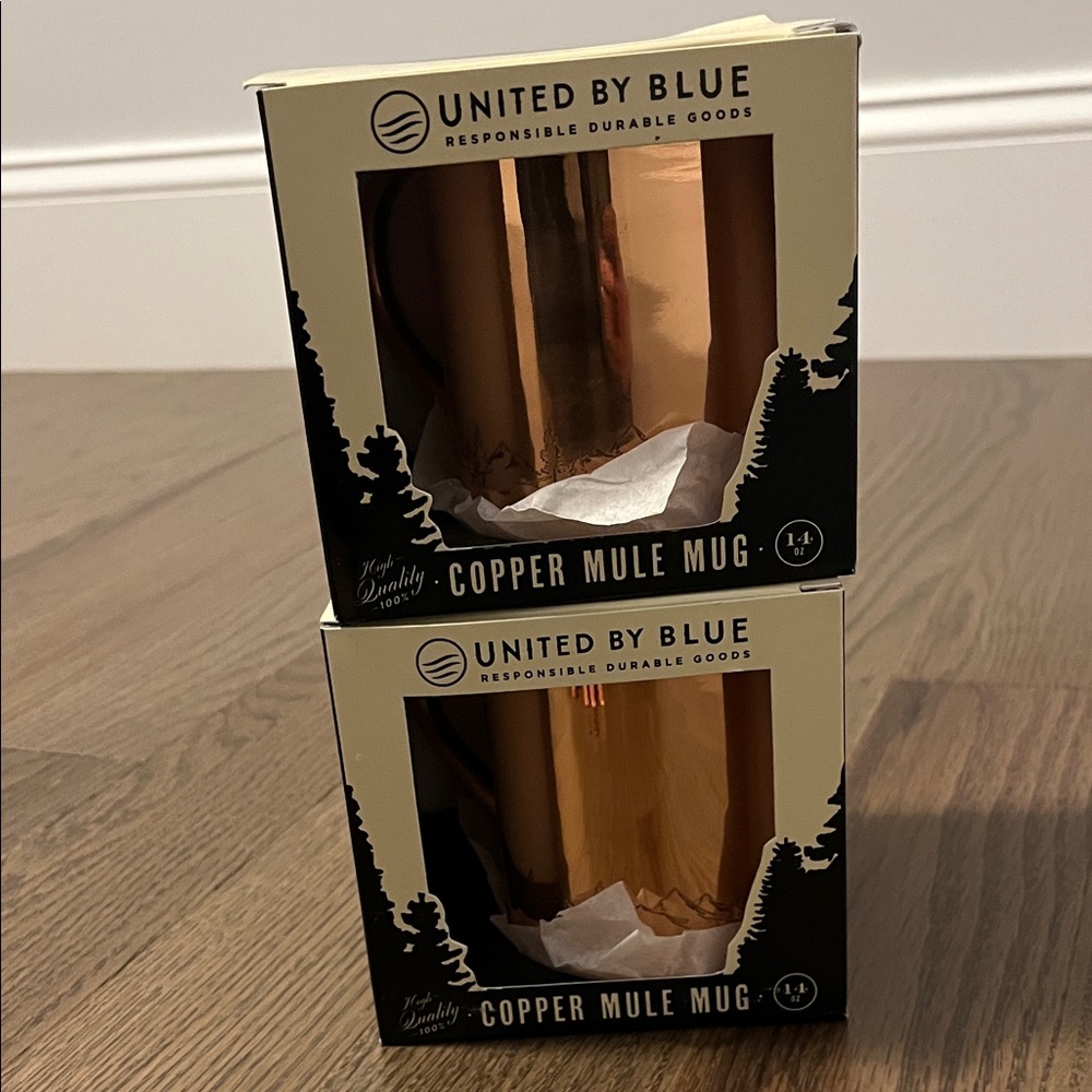 2 NEW United By Blue Copper Mule Mugs